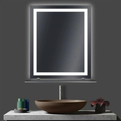 Oglinda cu iluminare LED si raft LM Veiled Light 600×600mm